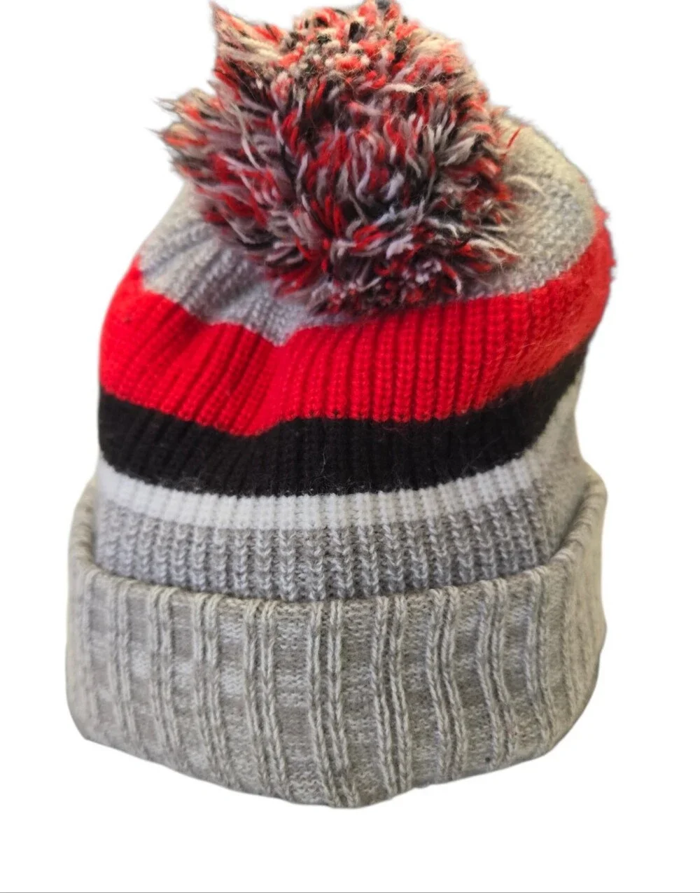 🏈 New Era Kansas City Chiefs Pom Beanie | Gray Red Black NFL Knit Winter Hat